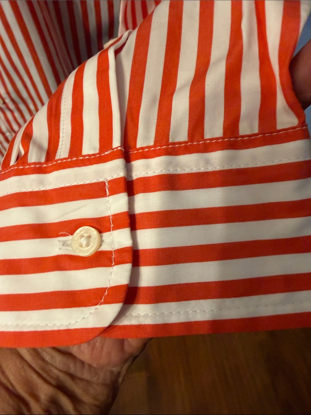 Women’s Orange and White Striped Button-Up Shirt - Ralph Lauren NWT - Picture 3 of 6